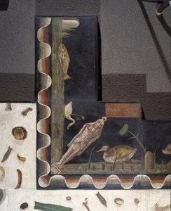 "Asarotos" (gulv unsweept) Fragmenter av mosaikk signert av Harakliton fra Roma, 2. århundre e.Kr., Roma av Roman