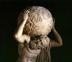 Atlas, kopi av en gresk hellenistisk original (marmor) (detalj)