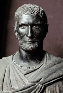 Byste av Brutus (Bruto Capitolino) (Capitolin) - Bronseskulptur, 300 f.Kr., Dim. 79 cm - Roma, Musei Capitolini, Palazzo dei Conservatori, Sala dei Trionfi - Byste av Lucius Junius Brutus, kjent som Capitoline Brutus - Bronseskulptur