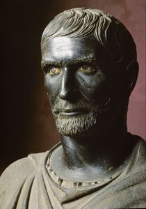 Byste av Brutus (Bruto Capitolino) (Capitolin) - Bronseskulptur. 300 f.Kr., Dim. 79 cm - Roma, Musei Capitolini, Palazzo dei Conservatori, Sala dei Trionfi - Byste av Lucius Junius Brutus, kjent som Capitoline Brutus - Bronseskulptur av Roman