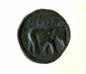 Kartago-mynt som representerer en elefant. 3. eller 2. århundre f.Kr. av Roman