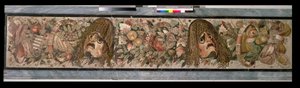 Dekorativt panel som viser teatralske masker, fra Faunens hus, Pompeii (mosaikk) av Roman