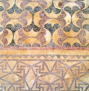 Detalj av geometrisk fliser, House of Theseus, Paphos, Kypros mosaikk av Roman