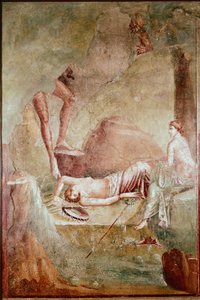 Beruset sovende maenad (fresco av Roman