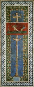 Eros som jeger, detalj av en veggmosaikk, avdekket i Pompeii av Roman