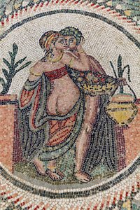 Eros og Psyche. 3. - 4. århundre. Romersk villa i Casale, Sicilia (mosaikk) av Roman