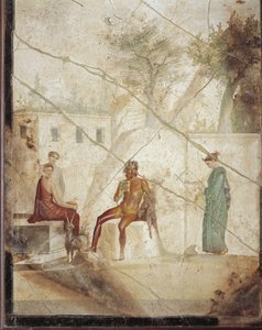 Fresco som viser Pan og nymfer fra Pompeii, Italia av Roman