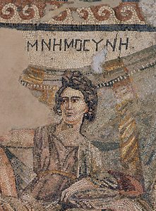 Begravelsessymposium, fra nekropolisen i Antiokia, sent på 4. århundre e.Kr. (mosaikk) (detalj av 242530) av Roman