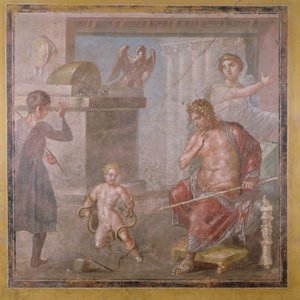 Herkules kvalt slangene som barn, Casa dei Vettii, ca. 50-79 e.Kr av Roman