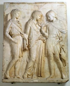 Hermes, Orfeus og Eurydike, relieff, romersk kopi av en gresk original fra 500-tallet f.Kr. (marmor)