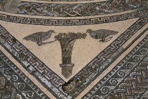 House of Orpheus, Orpheus omgitt av ville dyr, detalj (mosaikk) av Roman
