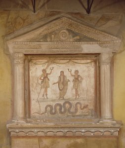 Husholdningshelligdom, fra Casa dei Vetti (Huset til Vettii) (freskomaleri på stein) av Roman