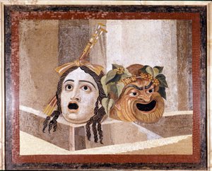 Maske av det romerske teateret. Mosaikk fra det 2. århundre e.Kr. Fra Decius-badene på Aventino, Roma. Musei capitolini, Roma av Roman