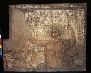 Mosaikk fra huset til Menander med Zevs, 3. - 4. århundre (kalkstein og marmortesserae) av Roman