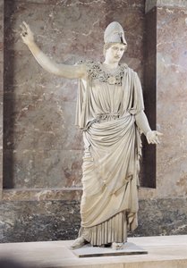 Pallas de Velletri, statue av Athena med hjelm, romersk kopi av en gresk original tilskrevet Alkamenes eller Cresilas, ca. 420-10 f.Kr. (marmor) (se 164612 til 164615 for detaljer)