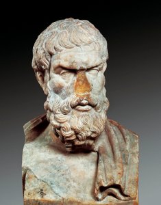 Portrett av Epicurus (341-cirka 270 f.Kr.), gresk filosof, ca. 100–150 e.Kr. (marmorbyste) av Roman