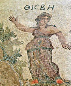 Pyramus og Thisbe, detalj av Thisbe, House of Dionysos, Paphos, Kypros mosaikk av Roman