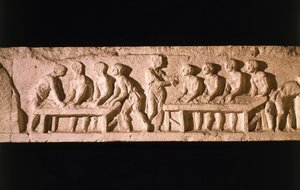 Relieff som viser bakeri, fra graven til bakeren Eurysaces, ved Porta Maggiore, Roma, 50-20 f.Kr. av Roman