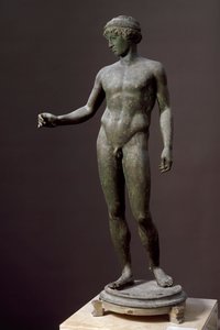 Romersk kunst: "" Ephebe"" Bronseskulptur etter en gresk original, Fra Pompei av Roman
