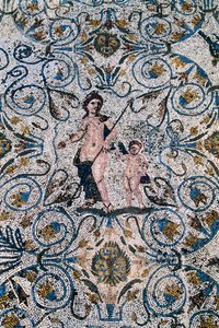 Romersk kunst: Mosaikk fra det 4. århundre e.Kr. fra den romerske villaen i amfiteatret. Merida, Nasjonalmuseet for romersk kunst, Spania av Roman