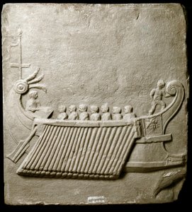 Romersk kunst: Romersk trirem - Fragment av marmorfrise fra Pozzuoli (Pozzuoli) av Roman