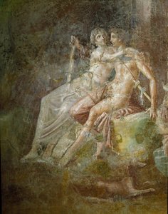 Romersk kunst: "" Venus et Mars""" Fresco fra huset til gitaristen i Pompei. 3. stil. Dim. 253x150 cm Museo Archeologico Nazionale, Napoli av Roman