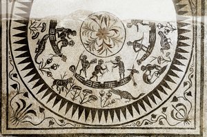 Romersk kunst: jakt og fiske pygmeer. Mosaikk fra det 3. århundre. Nasjonalt romersk museum (eller av badene) Roma av Roman
