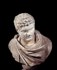 Romersk kunst: marmorbyste av Caracalla (188-217), keiser fra 211 til 217 e.Kr. Søn 0,52 m Paris, Musée du Louvre av Roman