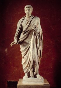 Romersk kunst: statue av keiser Augustus (CESARE AUGUSTO) (63 f.Kr.-14 e.Kr.) 1. århundre. Fra Velletri. Paris, Louvre-museet av Roman