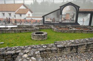 Romersk kunst: utsikt over det arkeologiske stedet Augusta Raurica 15-10 f.Kr., Sveits. av Roman