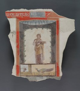 Romersk freskomalerifragment (gips og pigment) av Roman