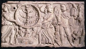 Krydre Sarkofag med Menorah (marmor) av Roman
