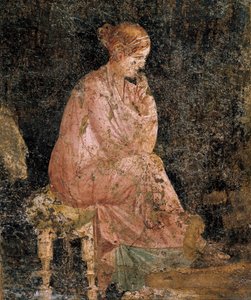 Sittende kvinne, detalj av freskomaleri fra Pompeii av Roman