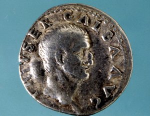 Sølvmynt med bilde av den romerske keiseren Galba (5 f.Kr. - 69 e.Kr.) JC). Samling av medagliere i Milano. av Roman
