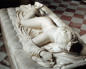 Sovende Hermafroditt (marmorskulptur, 2. århundre f.Kr.) av Roman