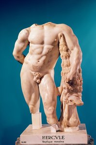 Statue av Hercules, kopi av en gresk original (marmor)