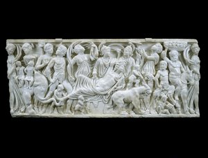 Den indiske triumfen av Dionysos, 180-195 e.Kr. (hvit marmor) av Roman