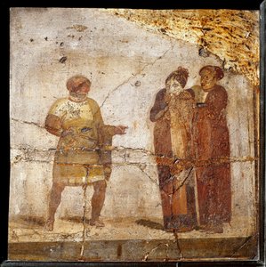 Teaterscene. Freske fra stedet til Pompeii av Roman