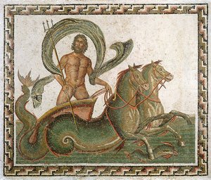 Triumf of Neptun, fortau fra huset til Wadi Blibane, Sousse (gamle Hadrumetum) (mosaikk) av Roman