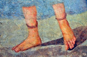 Kvinnes ben med fotlenker, sent på 2. – tidlig på 3. århundre (fresco) av Roman