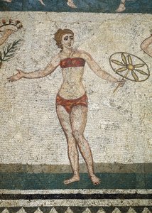 Young Roman engasjerte seg i fysiske øvelser. (Detalj av mosaikk, 315-350 e.Kr.) av Roman