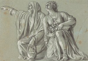 To knelende figurer med tilbud av Roman 18th Century