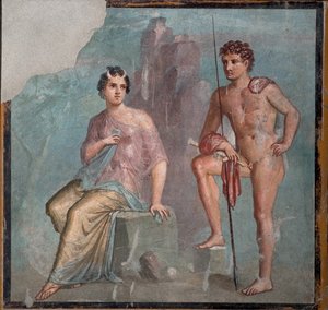 Io og Argus, 1. H. 1. århundre. AD. av Roman Pompeian wall painting.