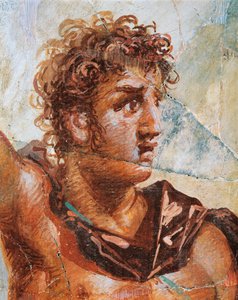 Detalj av en freske som viser Alexander, fra ekteskapet til Alexander (Ares) og Stateira (Aphrodite), Regio 6 Insula Occidentalis 39, Pompeii (UNESCOs verdensarvliste av Roman Roman