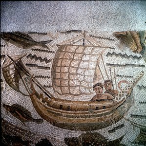 Fiskescene i Mosaic i Hippo, Algerie. av Roman Roman