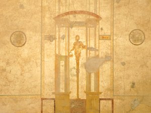 Freske som viser karyatid, fra House of Lovers, Pompeii, Campania, romersk sivilisasjon av Roman Roman