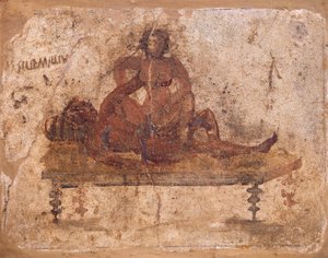 Freske som skildrer erotisk motiv, fra Pompei, Italia av Roman Roman