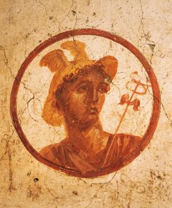 Fresco som viser portrett av mannen på hvit bakgrunn, House of Ancient Hunt, Pompeii, Campania, romersk sivilisasjon av Roman Roman