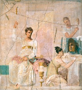 Freskomaleri som skildrer teaterscene, fra Basilica of Herculaneum (UNESCOs verdensarvliste av Roman Roman