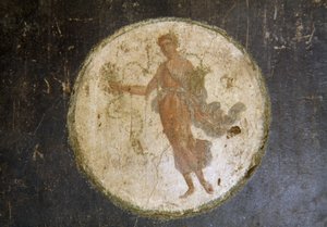 Fresco med medaljong, høyre ving i House of Vettii, Pompeii (UNESCOs verdensarvliste av Roman Roman